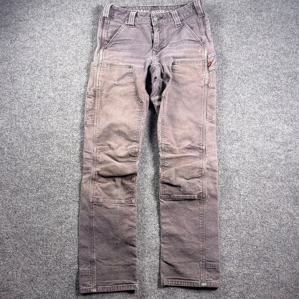 Dovetail Workwear Britt Utility Pants Womens 2x30 Plum Double Knee Distressed